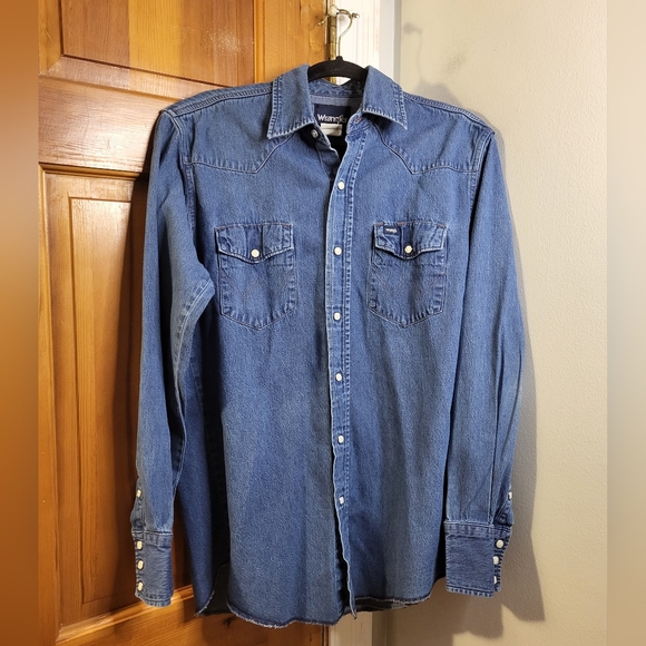 Wrangler | Shirts | Wrangler Mens Pearl Snap Denim Western Shirt | Poshmark